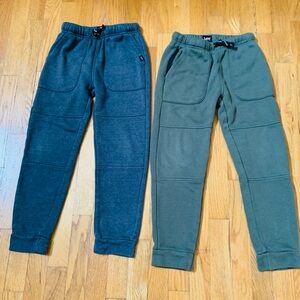 2 Jogger Set : Lee Boys Jogger Pants w/Pocket Rugged Knee, Sz 7/8 Gray & Green